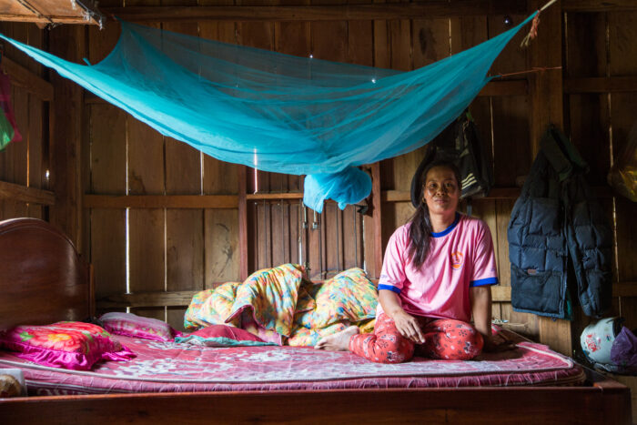 Image of a woman under a mosquito net.